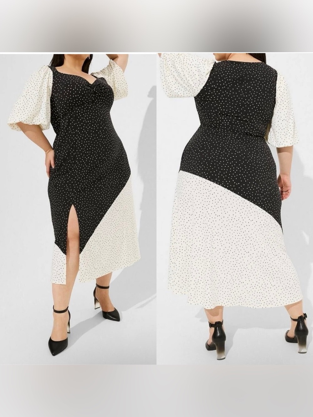 NWOT Torrid Black and White Polka Dot Midi Dress
